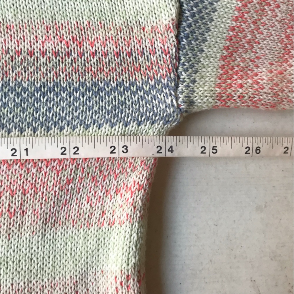 FAHERTY | Striped Multi Color Cotton Knit Pullover Sweater Size L - Picture 12 of 14